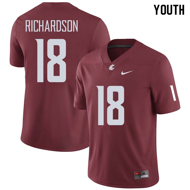 Youth #18 Dymund Richardson Washington State Cougars College Football Jerseys Sale-Crimson - Click Image to Close